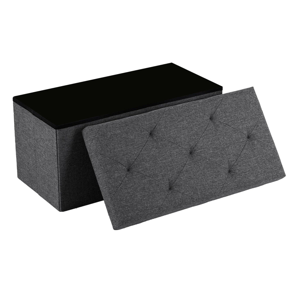 Nemora 75 - Cassapanca Ottomana 76x38x38 cm Pouf Contenitore Poggiapiedi in Tessuto Grigio