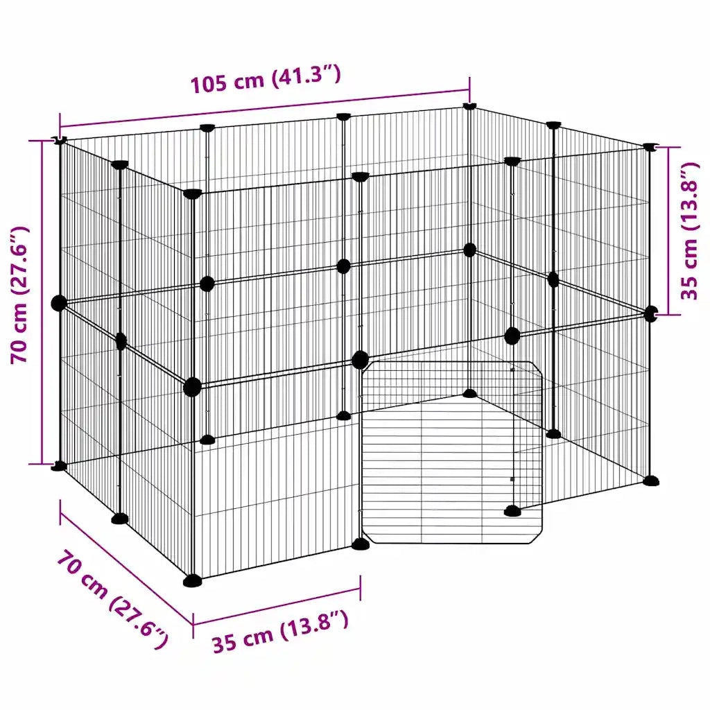 Gabbia per Animali 20 Pannelli con Porta Nera 35x35 cm Acciaio 3114043