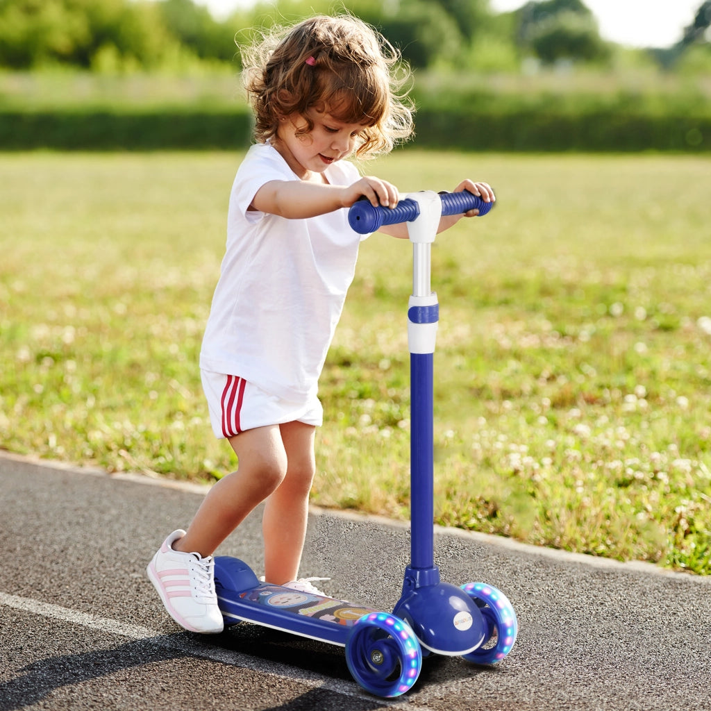 Trottinette Bambini 3 Ruote LED ¨C zephmum ¨C Regolabile, 2-6 Anni, Blu