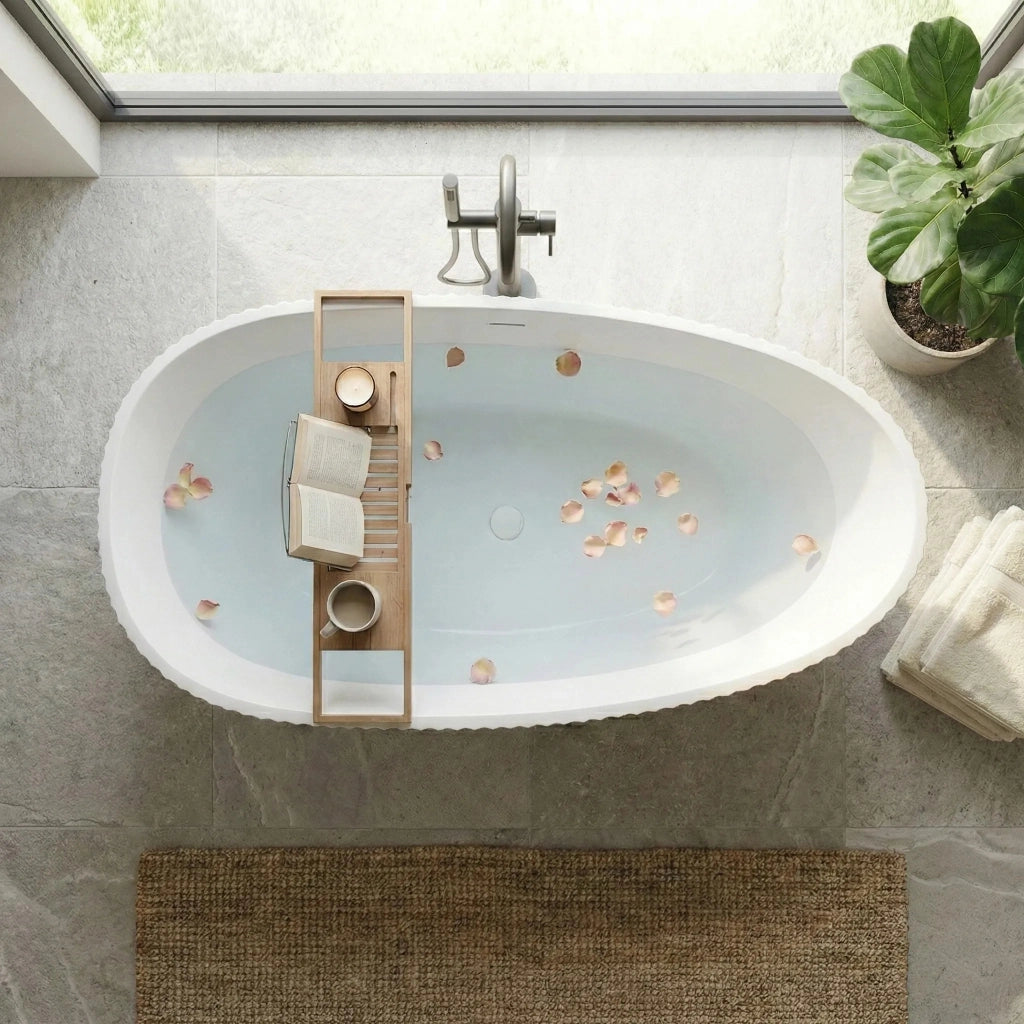 Vasca Da Bagno Freestanding In Acrilico Carmen 170 Copritappo rame spazzolato