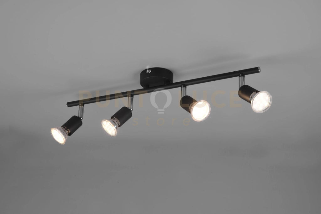 PARIS SENZA LAMPADINA BARRA 4 LUCI NERO ATTACCO GU10 L. 50CM