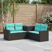 Set di divani 5 pz Nero e Blu Rattan sintetico e Acciaio 3447853