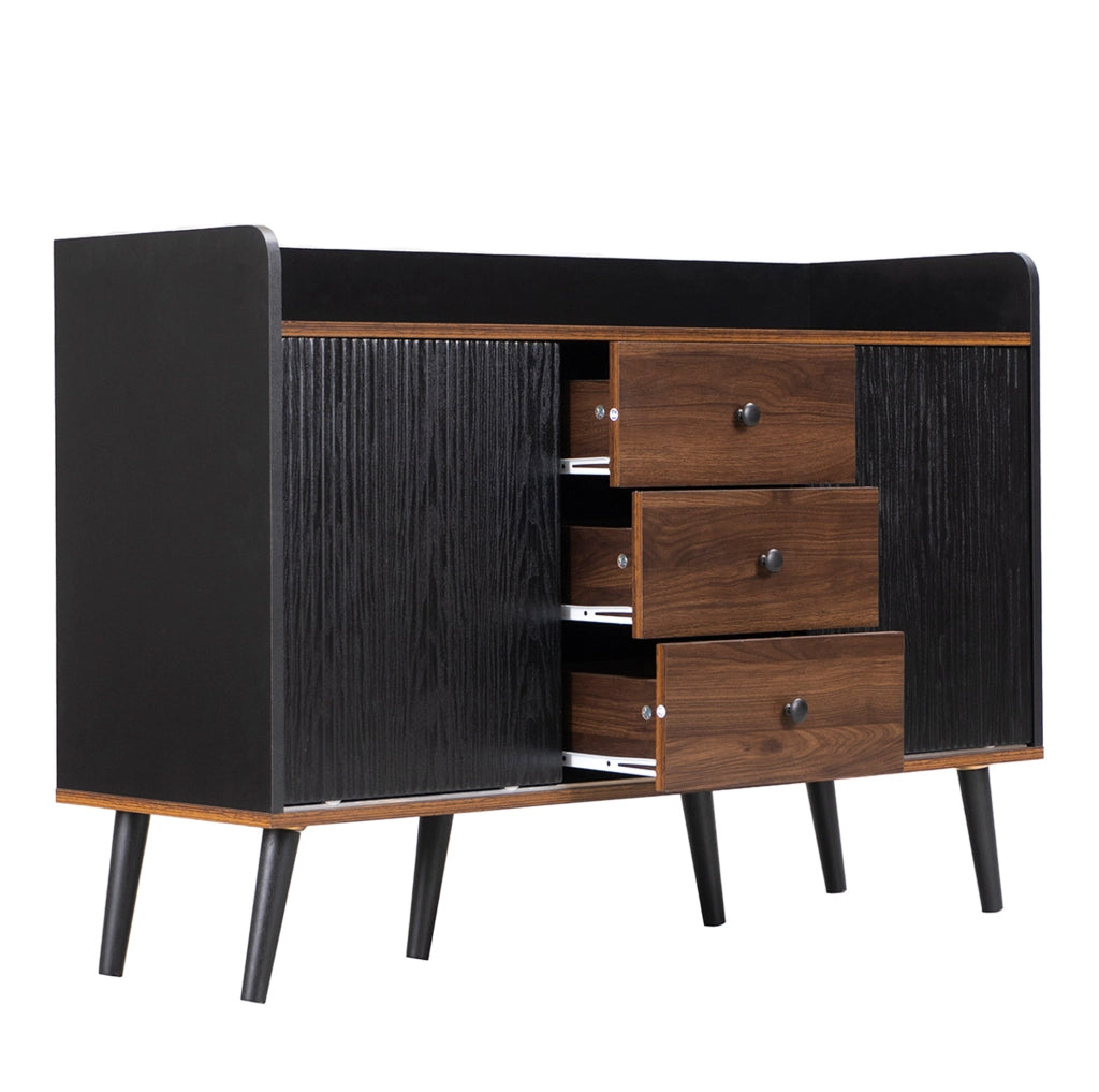 Sideboard con 3 cassetti e porte scorrevoli; 117;5x40x80 cm; nero