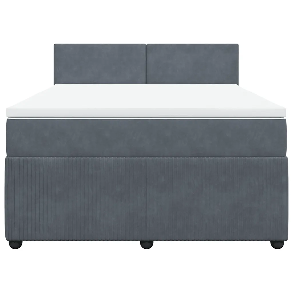 Giroletto a Molle con Materasso Grigio Scuro 140x190 cm Velluto 3287729