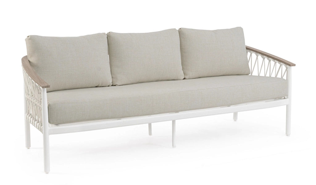 Divano da Giardino 3 Posti con Cuscini 205x75x85h cm in Alluminio e PP Fenix Vapor