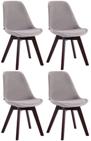 Set da 4 sedie Borneo in velluto grigio,noce