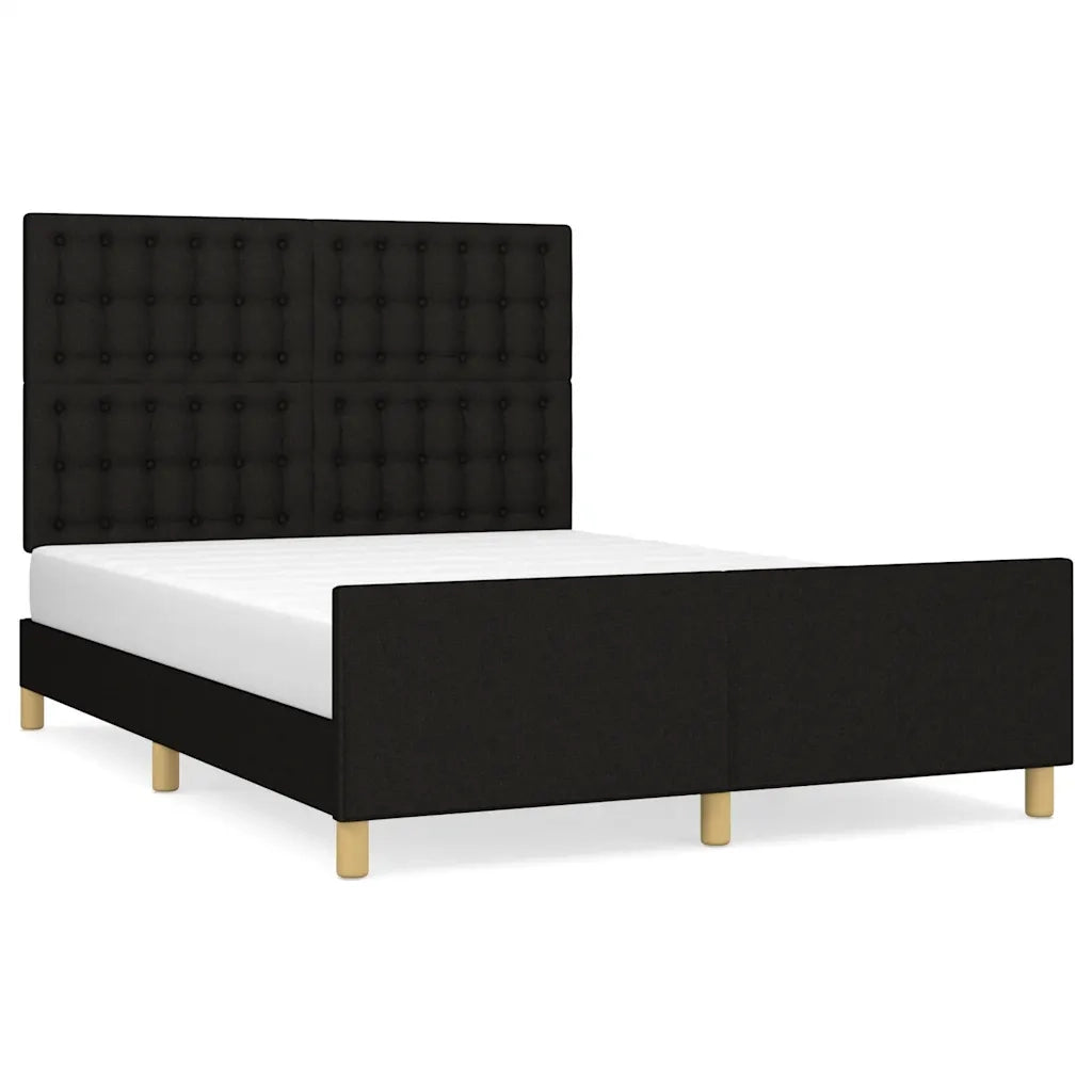 Letto matrimoniale | Letto per adulti | Giroletto senza Materasso Nero 140x200 cm in Tessuto