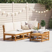 Set Salotto da Giardino 5 pz con Cuscini Legno Massello Acacia