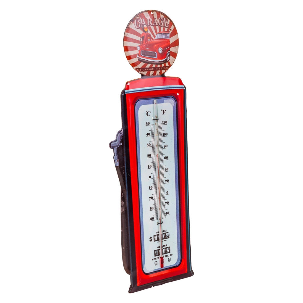 Termometro da parete in metallo rosso 47,5x15x1h