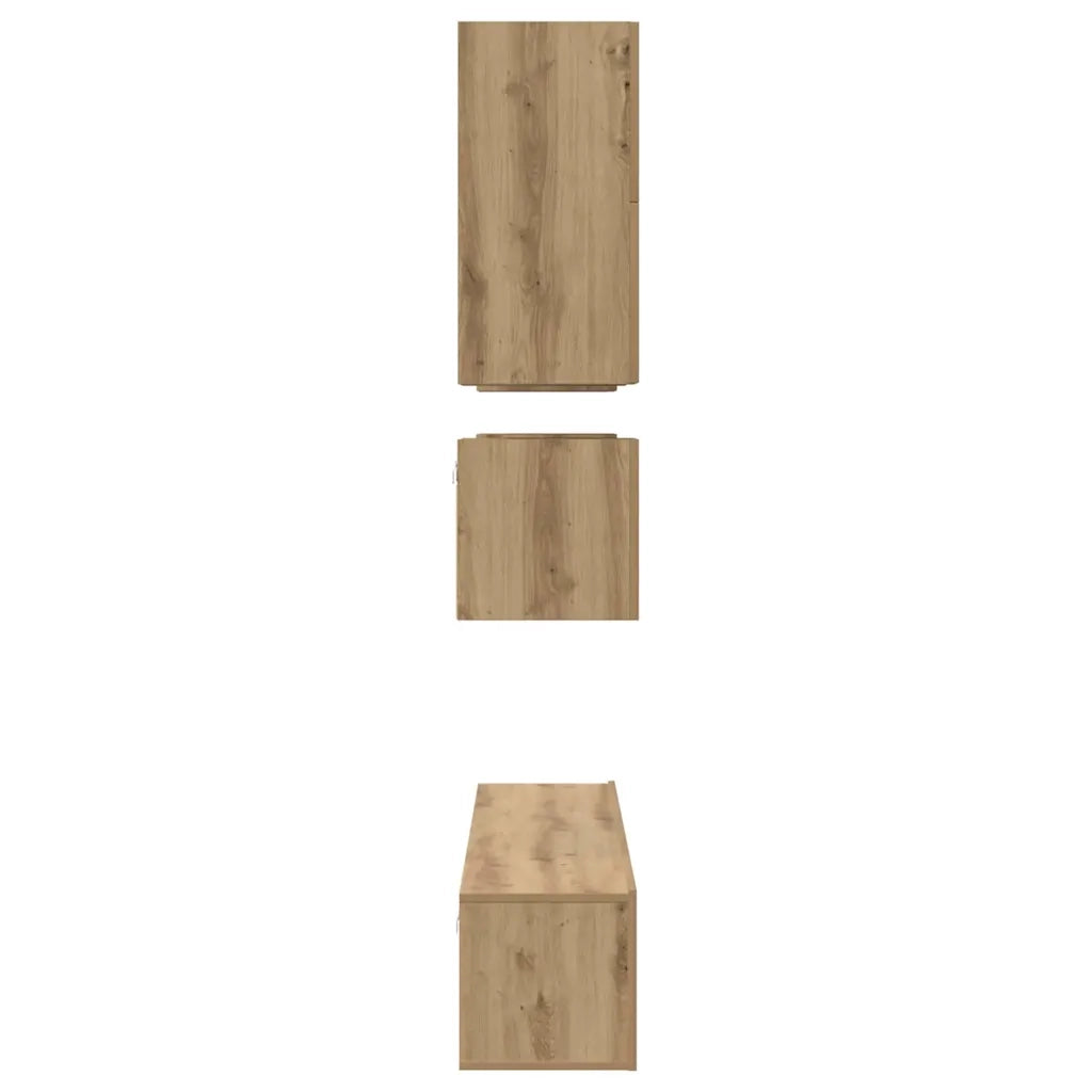 Set mobile TV 8 pz-Credenza per TV Rovere artigianale Legno multistrato 586972