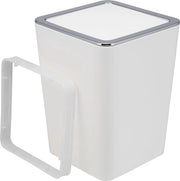 Serie da bagno Savona - contenitore per prodotti personali con coperchio scorrevole, vasca da bagno, contenitore per rifiuti, plastica (bianca, angolare)