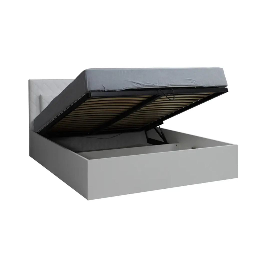 Set letto PANAREA 180x200 con LED, doghe e comodini - Bianco lucido - Letto design moderno