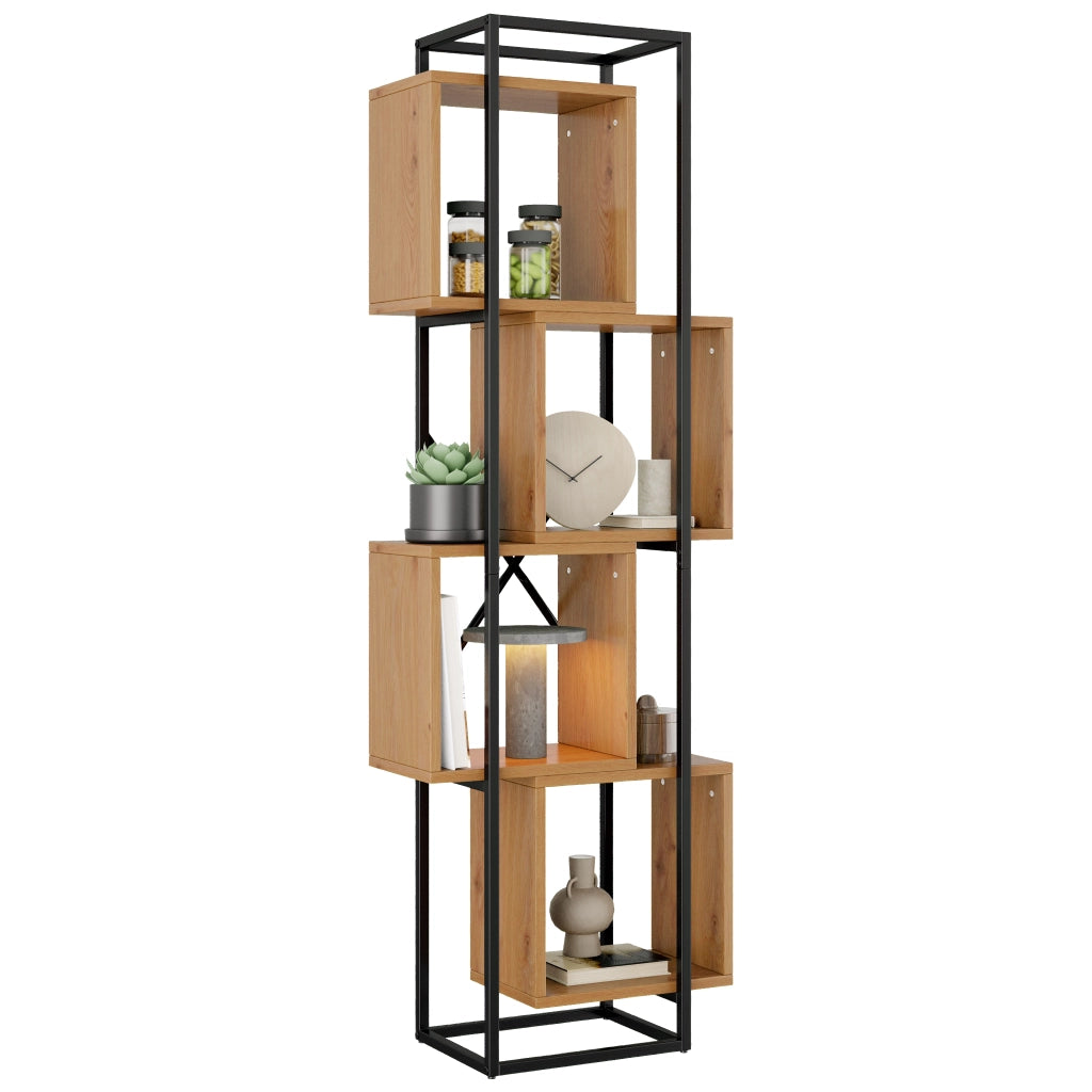 Scaffale Libreria Aperto in Metallo e MDF ¨C MINIMAL ¨C 4 Ripiani, 59x30x180 cm