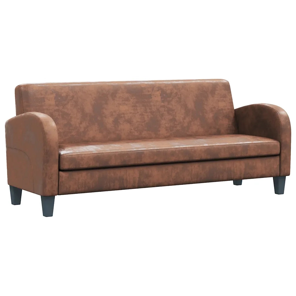 Divano a 3 Posti in Pelle Scamosciata Sintetica Marrone cod mxl 15139