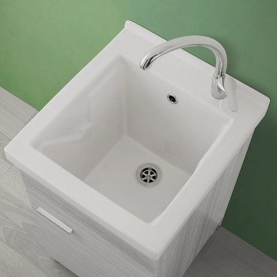 Mobile lavatoio in ceramica grigio 45x50 cm kit scarico incluso
