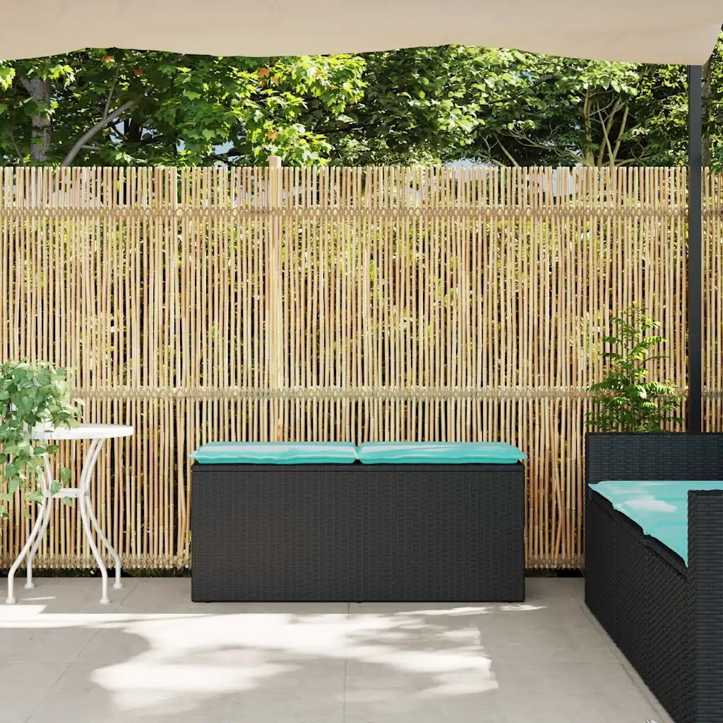 Panca da Giardino con Cuscino Nera 110x40x44 cm in Polyrattan 4104153