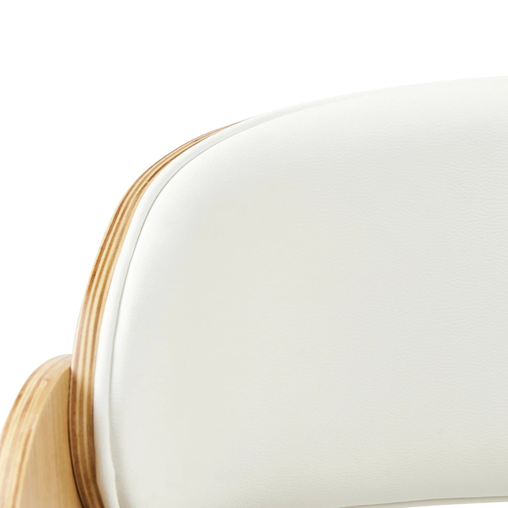 Sedia da ufficio in ecopelle bianco e legno chiaro  arredamento da ufficio elegante