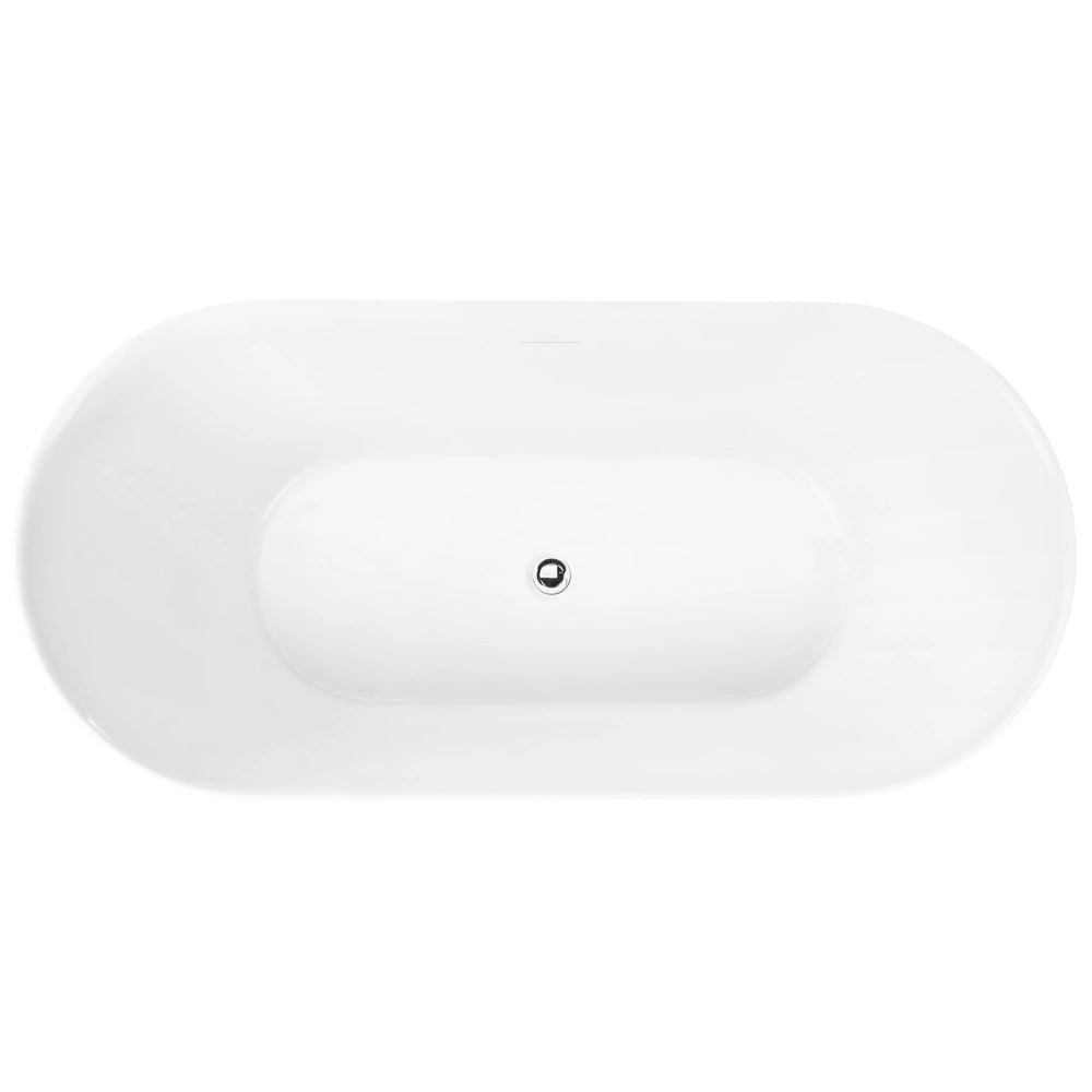 Vasca da bagno freestanding in acrilico bianco 160 cm design moderno forma ovale