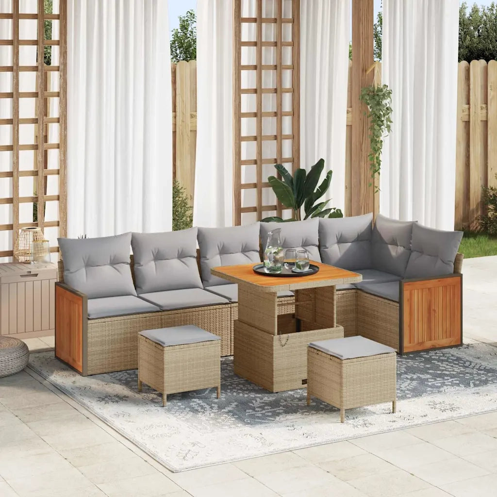 Set Divano da Giardino 11 pcs Beige e Grigio Chiaro polyrattan 3365272
