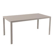 Tavolo da Esterno 6/8 Posti in Acciaio Inox e HDPE Effetto Legno – Tavolo Giardino Grande Resistente a Pioggia, UV e Ruggine, Design Moderno per Terrazzo e Patio 154x78 cm  Beige