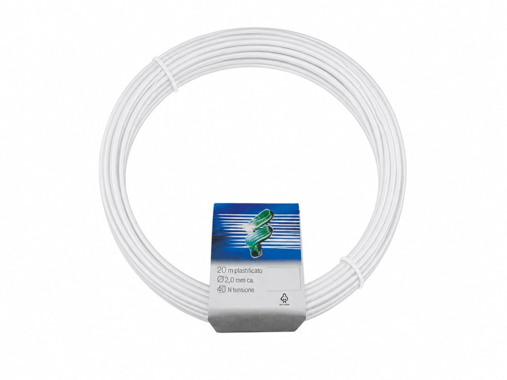 FILO PLASTIFICATO PER TENSIONE E STENDIBIANCHERIA- n 11 filo ø mm.1,8-2,70 - mt.20 - bianco - 10 pezzi