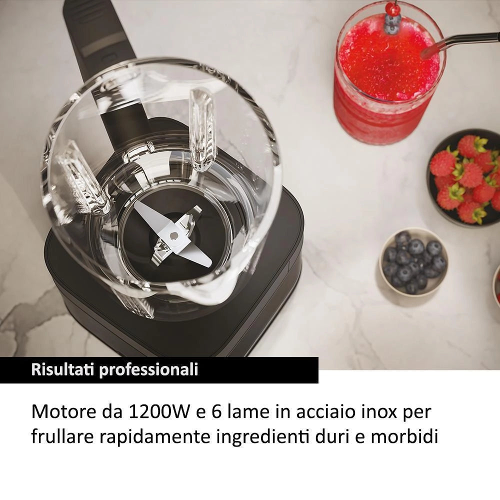 Haier Frullatore I-Master Serie 5 Obsidian grey, 6 lame in acciaio inox, Caraffa in vetro da 2 L, 3 programmi preimpostati, Personal Jug incluso