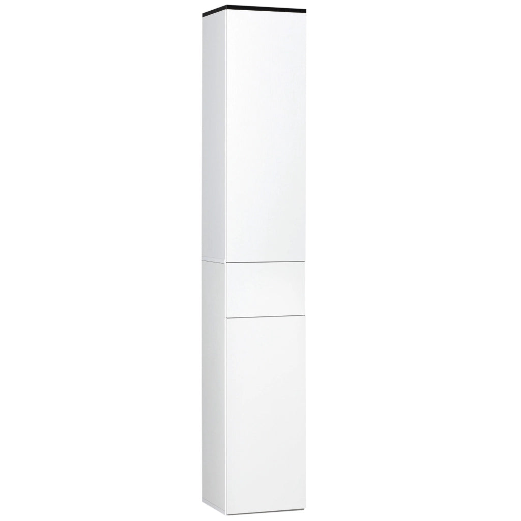 Easycomfort Mobile Bagno con Ripiano Regolabile, 2 Ripiani Chiusi e un Cassetto in Legno, 30x28x180 cm, Bianco