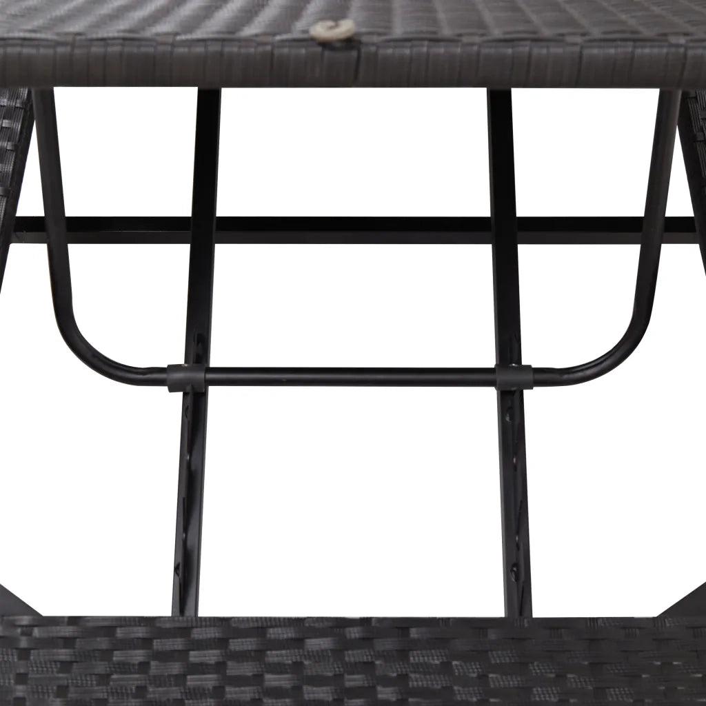 Lettino Prendisole | Sdraio da giardino | Lettino da sole con Cuscino Nero in Polyrattan