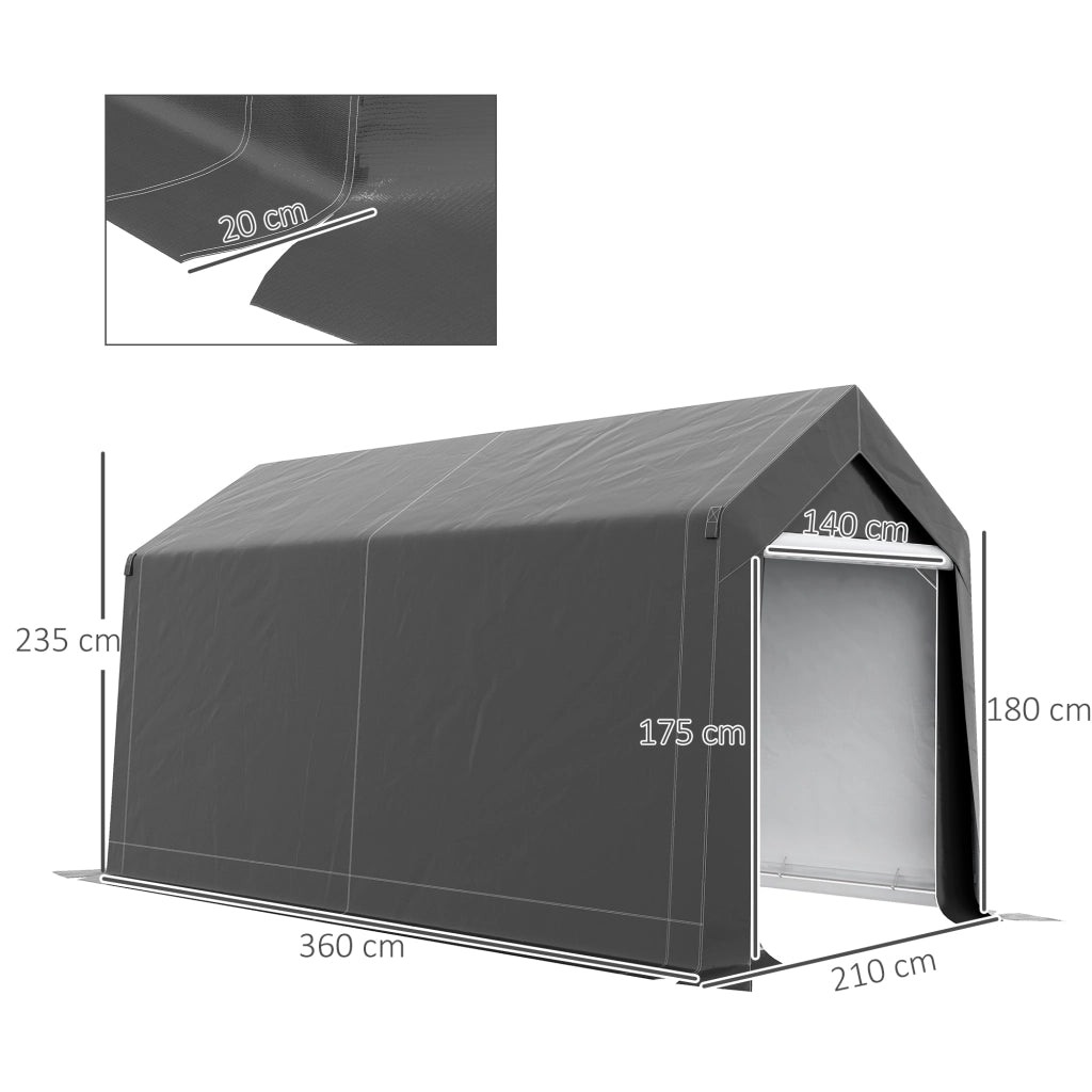 TENDA GARAGE 210x360x235 cm Acciaio Grigio Scuro