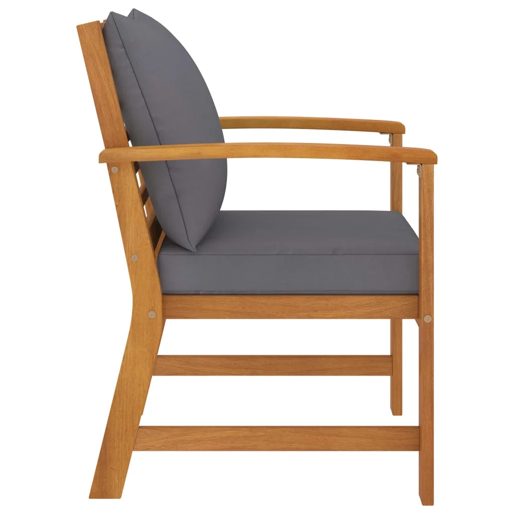 Sedie da Giardino e Cuscini Grigio Scuro 2 pz Massello Acacia 311832