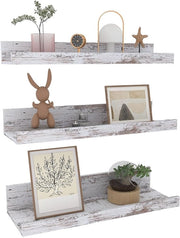 Shelf da parete - ripiano da parete per soggiorno - 3 pezzi - legno naturale