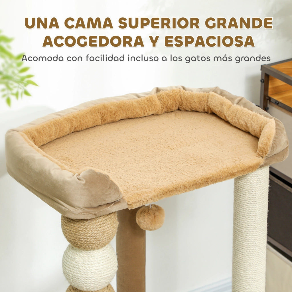 Torre per gatti con letto e tiragraffi ¨C zephmum ¨C marrone 56x54x86 cm
