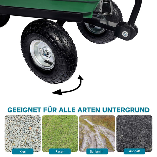 Carrello da giardino ribaltabile, capacità 125 l, portata max 350 kg, Carretto a mano Carriola