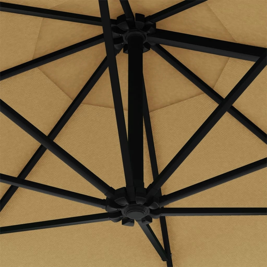 Ombrellone da parete con palo in metallo e illuminazione a LED 300 cm tortora 02_0008695