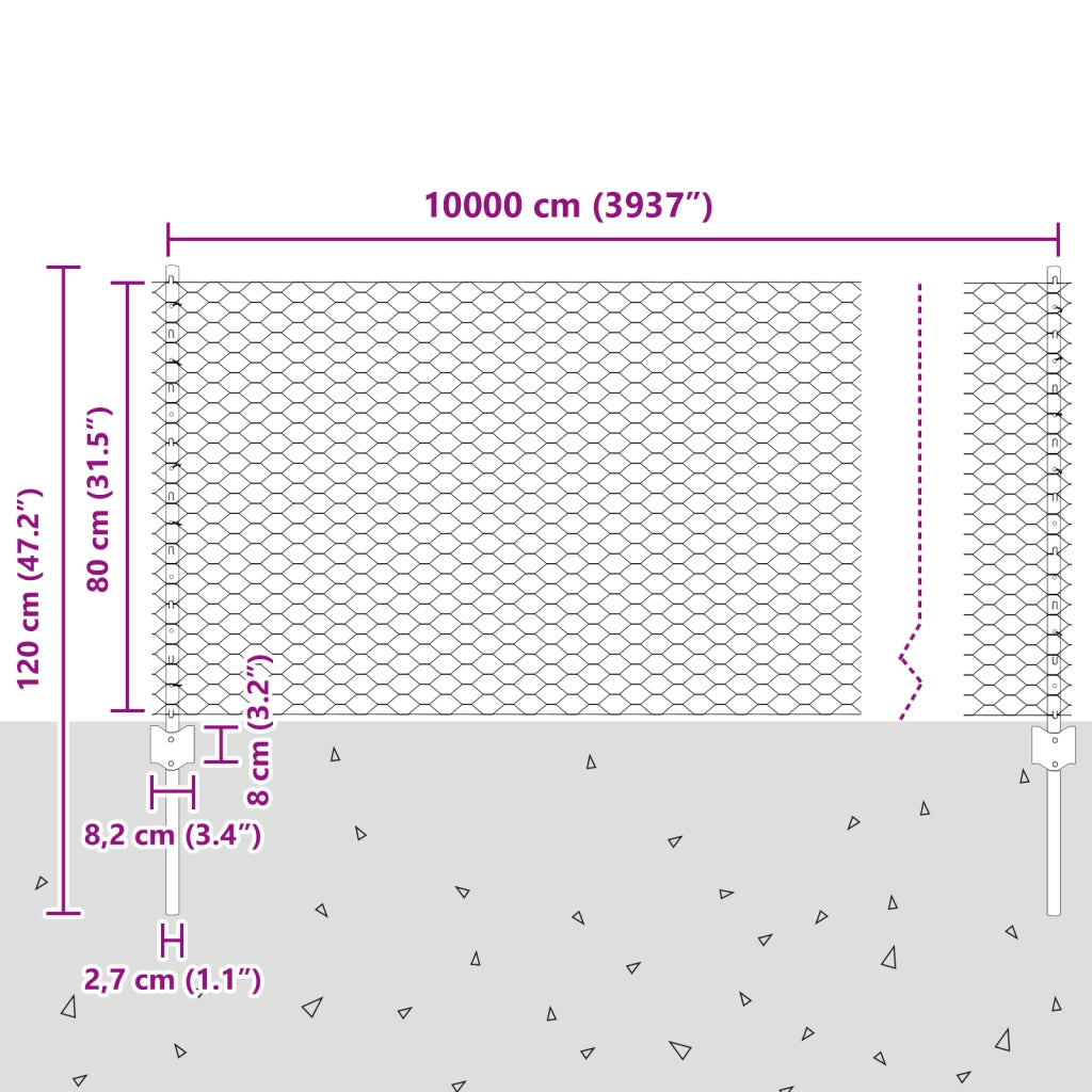Recinti 11 pz U-Channel Grigio 80 cm Acciaio