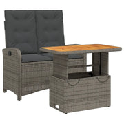 Set da Pranzo da Giardino 2 pz | Set Salotto da Giardino con Cuscini in Polyrattan Grigio