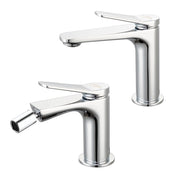 Set rubinetti lavabo e bidet in ottone cromo con piletta click clack linea Sound