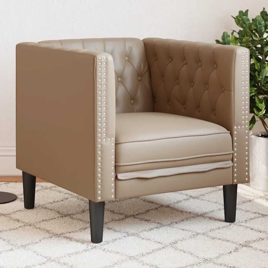 Divano Sedia-Poltrona Chesterfield Cappuccino in Similpelle