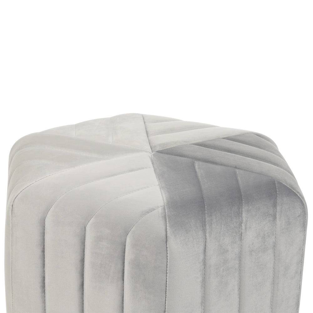Pouf Velluto Grigio 29 x 53 x 48 cm Poggiapiedi Esagonale Imbottito Glamour
