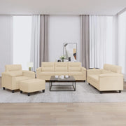 Set Divani 4 pz con Cuscini Crema in Tessuto Microfibra 3202300