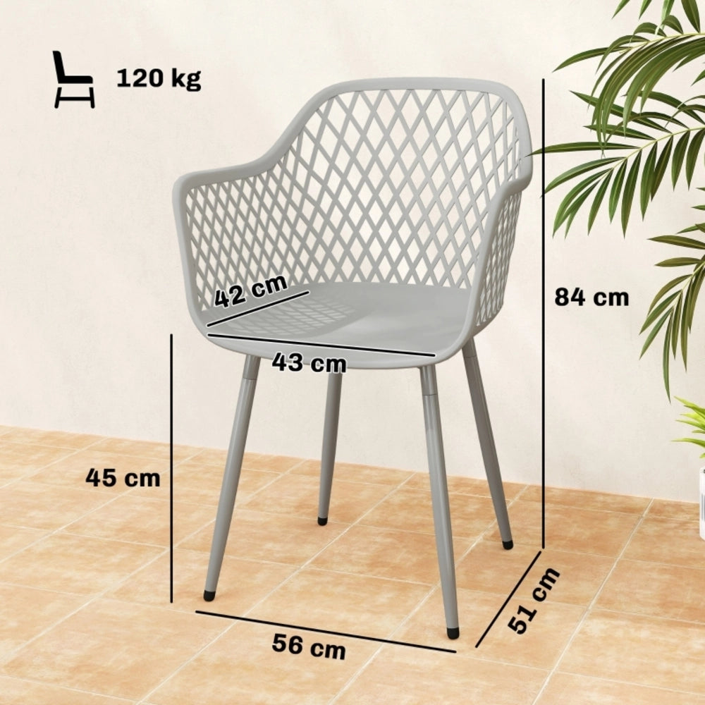Set 4 sedie da giardino con braccioli; 56 x 51 x 84 cm; grigio