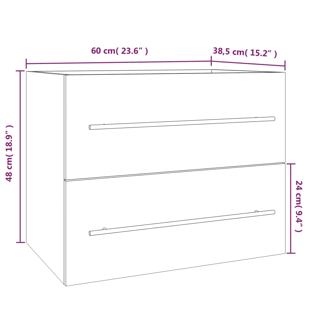 Mobile Lavabo Rovere Fumo 60x38,5x48 cm in Legno Multistrato 815642