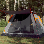 Tenda a Cupola 5 Persone-Tenda da campeggio Grigio e Arancione a Rilascio Rapido 139882