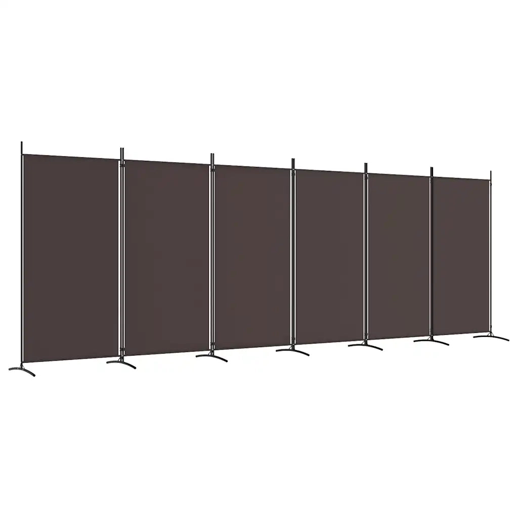 Divisorio a 6 Pannelli Marrone 520x180 cm in Tessuto 350271