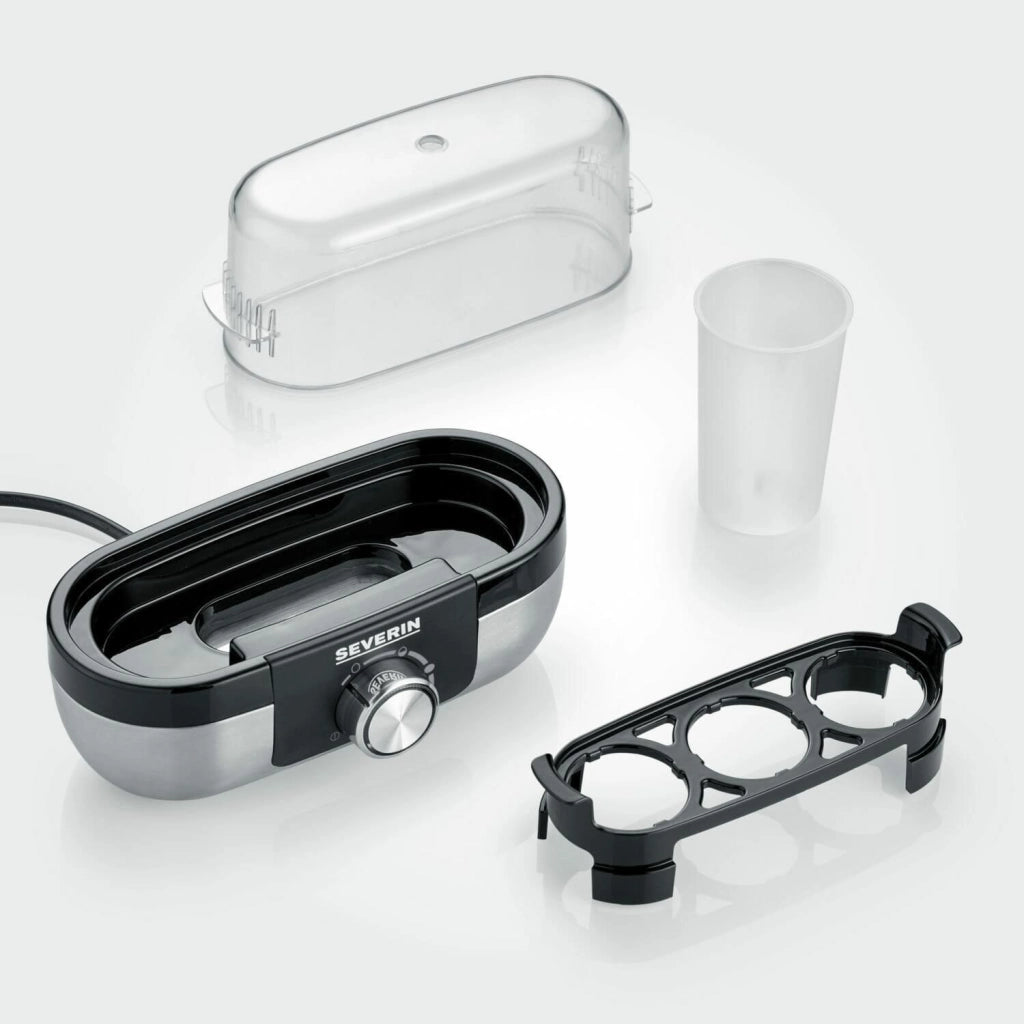 Severin EK 3163 3 uovo/uova Nero, Acciaio inossidabile, Trasparente