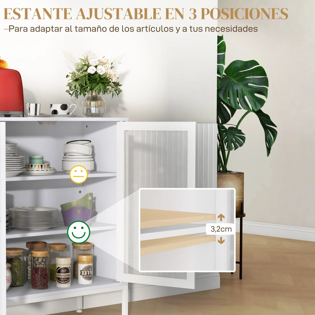 Cassettiera con ante a griglia metallica e ripiani regolabili ¨C Minimal ¨C Bianco 80x37x92 cm