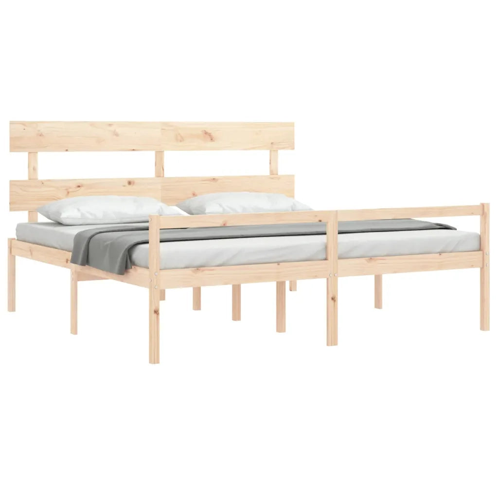 Letto per Anziani con Testiera Bianco Super King Legno Massello 3195366