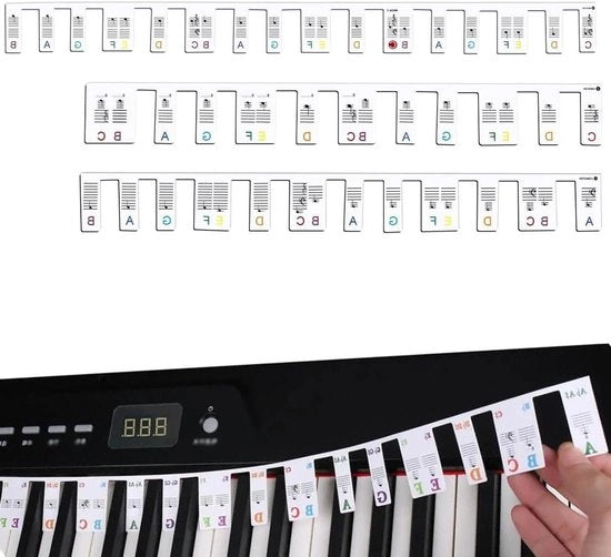 Piano Toetsenbord Set Premium per Principianti - 88 Toetti - Realizzato in Silicone - Riciclabile - Incluso Etichette Musicali e Copertura