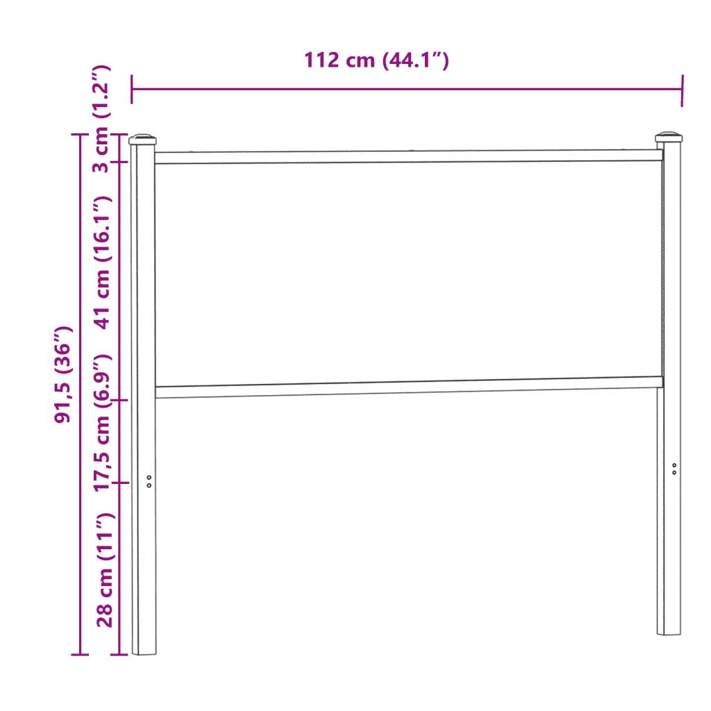 Testiera di Ricambio Rovere Fumo 107 cm in Legno Multistrato e Acciaio 4007697