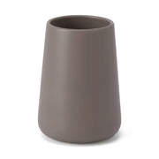 Porta spazzolini bagno tortora e cromo in ceramica Sidney